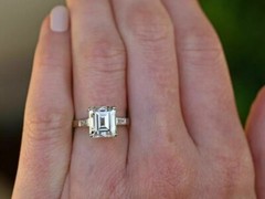 2.90 Ct Emerald Cut Lab Created Diamond Women’s Engagement 925 Silver Gift Ring