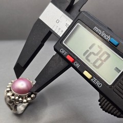 Vintage Masha Archer Sterling Silver Pink Mabe Pearl Ring Size 7 Brutalist