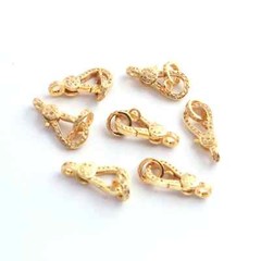 1 PC Pave Diamond Lobsters Over Yellow Gold – Double Sided Diamond Clasp 21mmx10