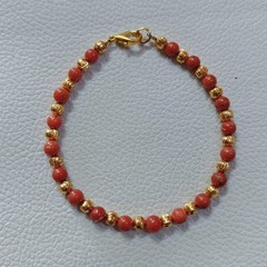 VintageNatural Coral Round Beads Bracelet Italy Coral Handmade Gemstone Bracelet