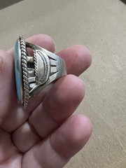 Turquoise Gemstone Vintage Silver 925 BBJ Ring Size 5 1/2 Multi Color Blue Free