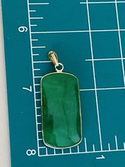 Vintage Natural Green Jade 45mm X 20mm Pendant 10k Gold Filled