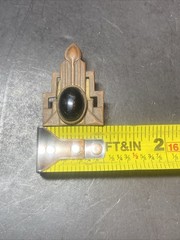 Vintage Art Deco Brass Toned & Black Pendant Statement Jewelry