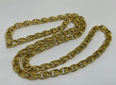 Vintage NECKLACE Chain Link w Clear & Blue Sapphire Rhinestones 22” L x 5.7mm W