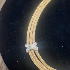 VINTAGE GOLD TONE MESH 3 CHAINS ADJUSTABLE LENGTH NECKLACE