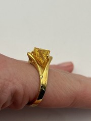 Gold plated fancy cut yellow orange stone cocktail ring size 8.25 vintage