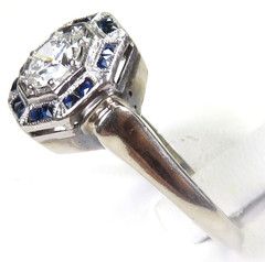 Antique Art Deco 1920’s Diamond Engagement Ring Size 7.25 UK-O 14KW Gold EGL USA