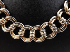 VINTAGE .835 EUROPEAN SILVER DOUBLE ROUND LINK 16″ CHAIN NECKLACE, 67.8 GRAMS