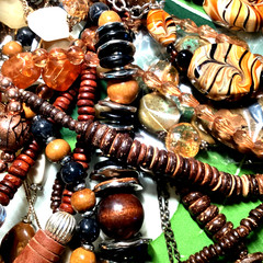 1/2LB Jewelry TREASURE Lot with Earthy & Warm Amber, Brown golden Autumn theme