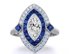 1Ct White Marquise Cut Art Deco Halo Engagement Wedding Ring 925 Sterling Silver