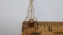 Antique Edwardian Lavalier 10K Gold 2mm Diamond Seed Pearl Pendant Art Nouveau