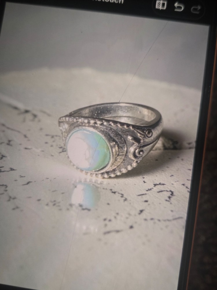 Vintage 1970s 925 Sterling Silver Turquoise Horseshoe Ring Size 10 Beautiful tur