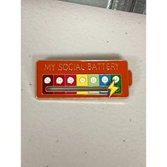 3X Sliding Social Battery Mood Tracker Enamel Pin Adjustable Energy Brooch