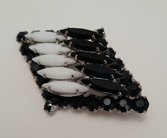 Vintage Black And White Navette Brooch Juliana D & E