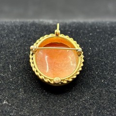Antique Gold Filled Hand Carved Shell Cameo Portrait Brooch Pendant Pin