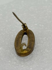 Antique Edwardian Era Sash Collar Lace Pin Open Oval Cobalt Enamel Brass C Clasp