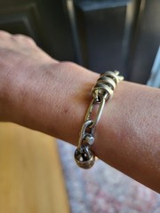 Vintage 925 Modernist Unisex Wrapped Link Bracelet Toggle Close 42g Apx 7.75”