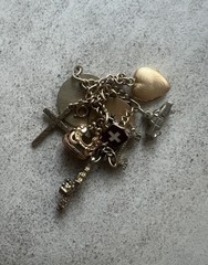 Vintage 7″ 12K GF Gold Filled Charm Bracelet 9 Charms Old Locket Fob 32g H6