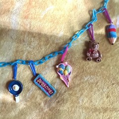 Set Of 2 Bell Charm Chain Necklaces 80s Vintage