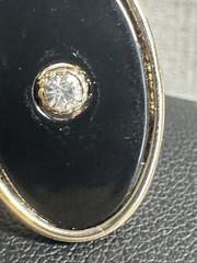 Faux Black Onyx Size 6.5 Gold Tone Clear Stone