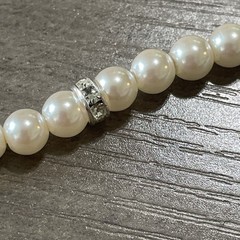 7.25” Bracelet Napier Faux Pearl Strung Silver Tone Highlights Clasp Bracelet