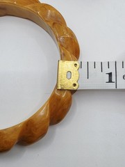 Butterscotch Bakelite Bangle Bracelet Vintage Carved Marbled Chunky Tested 7.5″