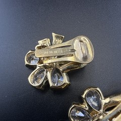 Nolan Miller Earrings Bow Ribbon Gold Tone CLIP ON Rhinestone Cocktail Bling