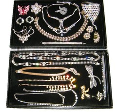 2 Trays of Vintage Rhinestone Costume Jewelry – All Good Wearable Jewelry