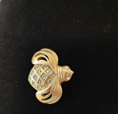 Swarovski Crystal Bee Brooch Gold Tone Rhinestone Insect Pin Signed Vintage