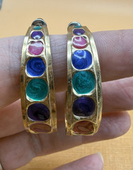 Vintage 1980s 1990s Enamel Earrings Lot Pierced Red Blue Statement – Lot of 5