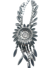 Juliana D&E Jet Black “Sunburst” Dangle Necklace, Blue AB Rhinestones, Book