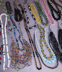 Great Lot 39 Vintage to More Modern Glass Bead Necklaces Many Colors