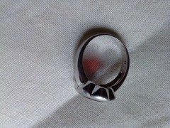 Vintage Estate (925) Sterling Silver Red Garnet Gemstone Scalloped Bezel Ring 7