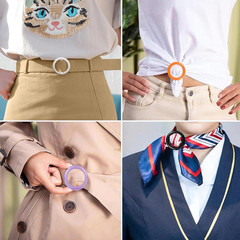 12PCS Silk Scarf Ring Clip T-Shirt Tie Clips for Women Fashion Resin Ring Scarve