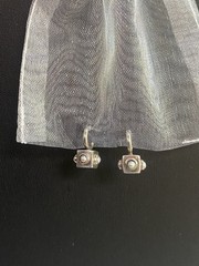 Silver Boho Drop Dangle Pearl Earrings small