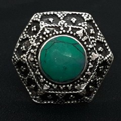 Vintage 2.50ctw Green Turquoise Silver Ring Size 7.5