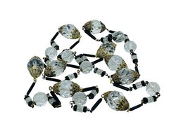 Antique Victorian / Art Deco Faceted Cut Quartz Crystal Bead Necklace 36” Long