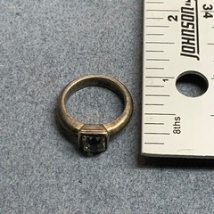 Smoky Square Rhinestone Ring Size 6 Grey Dark Silver Vintage Retro Bling Glam