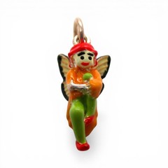 Sterling Silver Enamel Red Hair Fairy Charm for Bracelet Garden Gift Pixie Wings