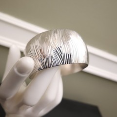 VicenzaSilver bracelet JCM 925 sterling silver textured cuff hinged 6.75 in fit