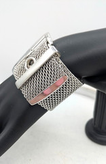 Vintage Mesh Bracelet Wide Adjustable Belt Buckle Statement Cuff