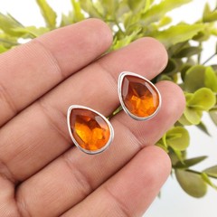 November Citrine Gemstone Yellow Statement Groom Cufflinks Sterling Silver