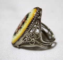 Vintage Russian Hand Painted Enamel Rings 3 Variation Finift Technique #94,96,97