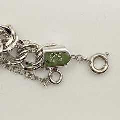 Vintage 70’s Sterling Silver 7″ Variety Charm Bracelet Double Link Safety Chain