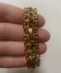 Camrose & Kross Jackie Kennedy Diamanté Emerald And Gold Tone Link Bracelet JBK