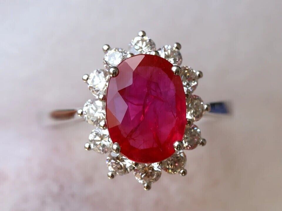 Art Deco 5.30 Ct Lab-Created Red Ruby Vintage Style Wedding Ring 925 Silver