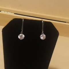 Vintage FI 925 DQ CZ Lever Back 1″ Dangle Earrings Estate Jewelry