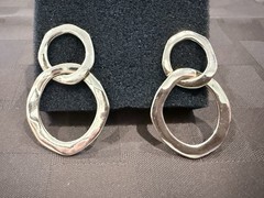 Vintage Gold Tone Interlocking Double Link Drop Statement Earrings 2 1/8″, 19gm