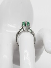 Vintage 1940s $7000 5.50ct Natural Pear Cut Emerald Alexandrite Platinum Ring