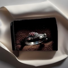VINTAGE STEPHEN DWECK3D RING 9 APPRAISED UNISEX 8 OR.RED DIAMONDS &1 NSIDE6X4mm